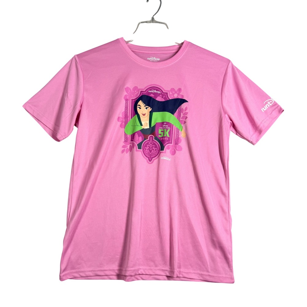 Disney RunDisney Shirt Princess 5K Mulan Pink Athletic T-Shirt Womens Medium